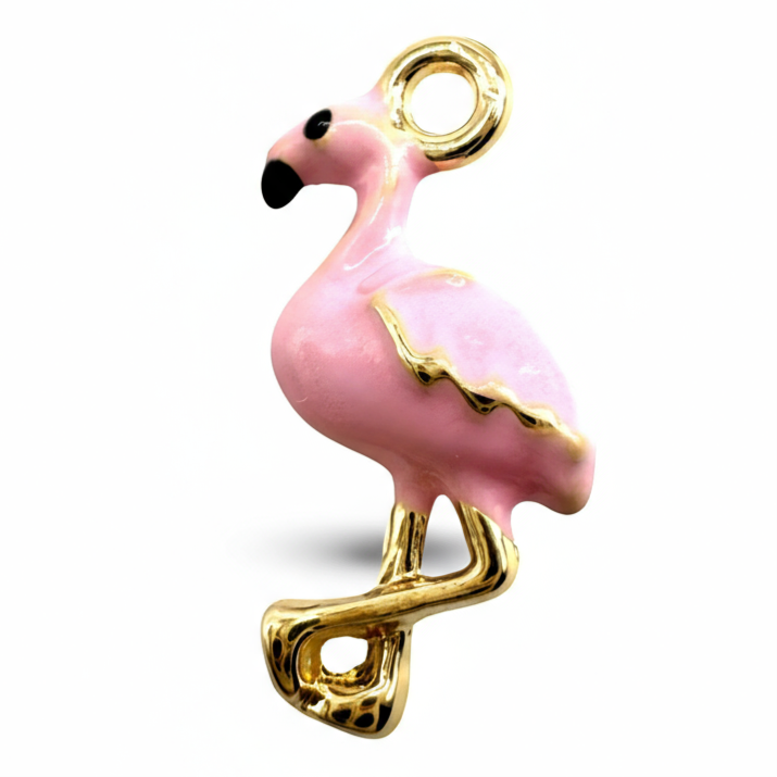 Pink Flamingo Enamel Charms