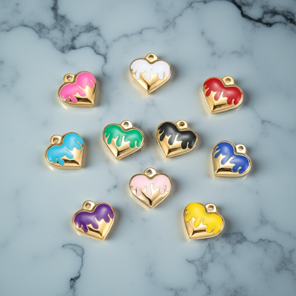 Enamel Drip Heart Charm