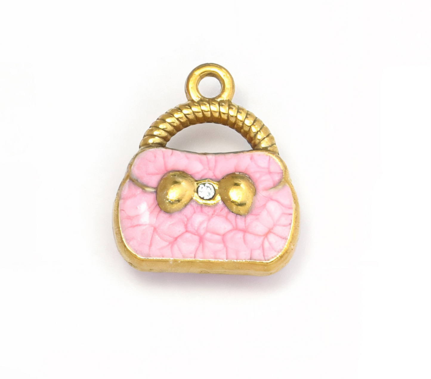 Retro Oil-Painting Pink Bag Charm