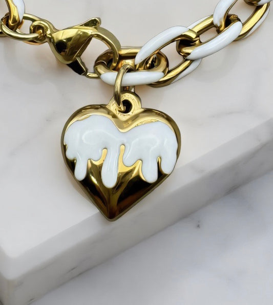 Enamel Drip Heart Charm