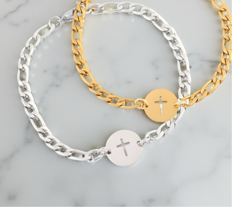 Lucy Cross Figaro Bracelet