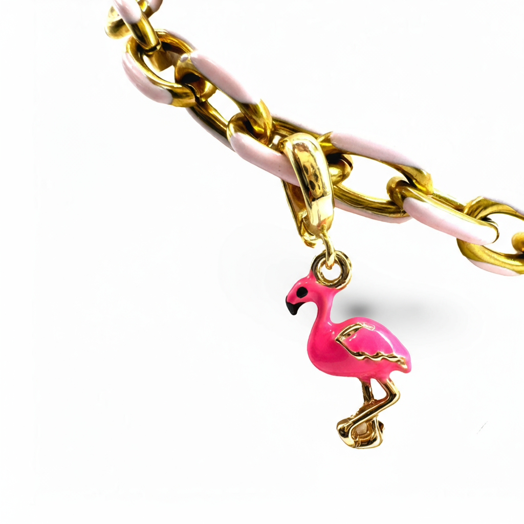 Pink Flamingo Enamel Charms